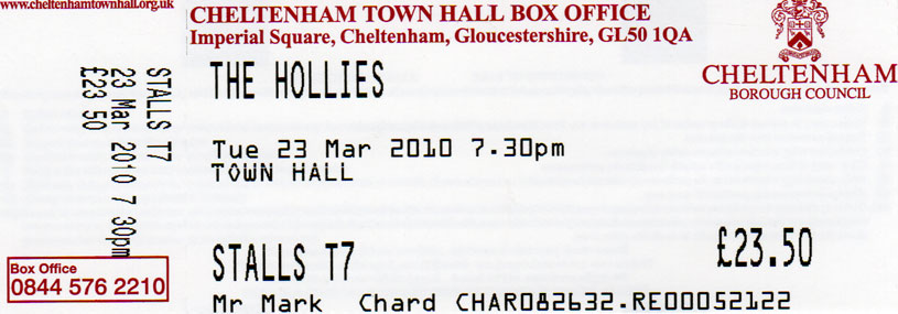 THE HOLLIES Ticket
